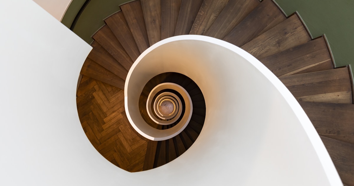 Spiral staircase viewed from above