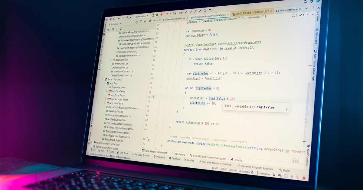 Laptop screen displaying lines of application code
