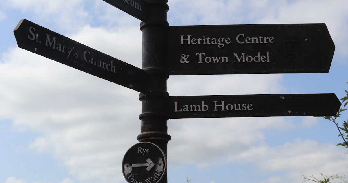 Directional signpost with arrows toward several destinations